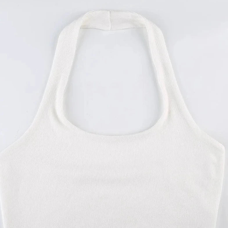 Halter Neck Backless Crop Top - Verostyle