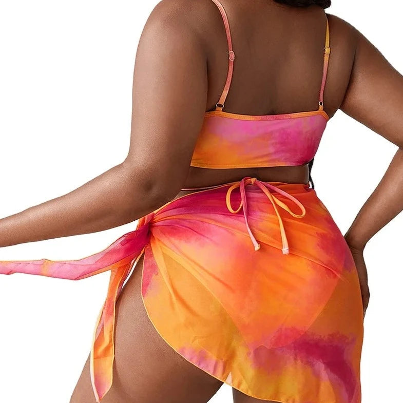 3 Piece Tie Dye Cover up Beach Wear - Verostyle