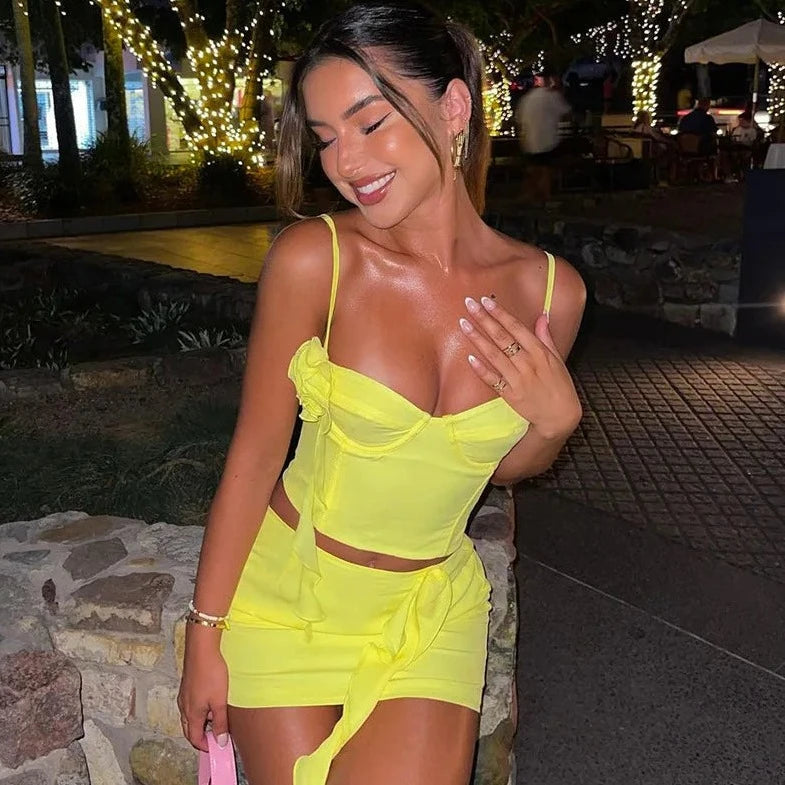 Ruffle Tank Top And Mini Skirt - Verostyle