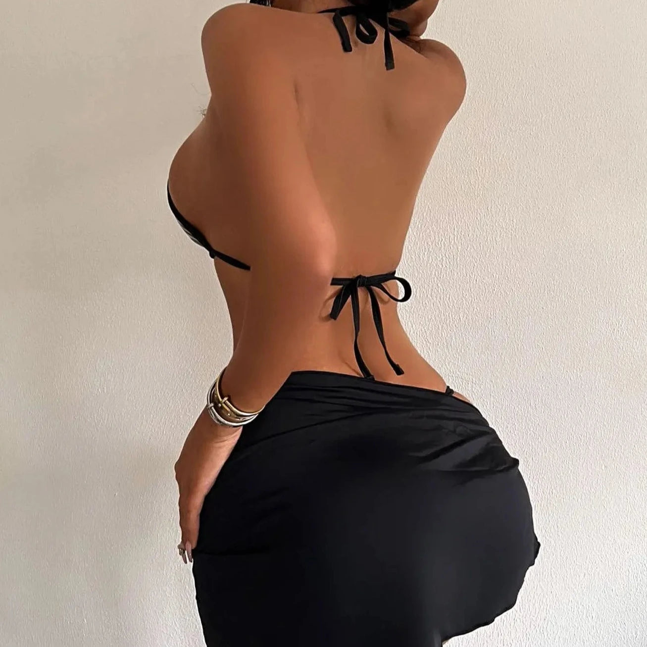 3 Piece Solid Bikini Beachwear - Verostyle