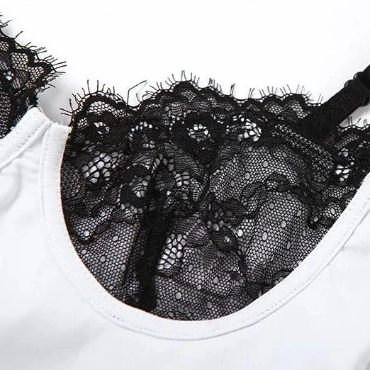 Lace Patch Work Sleeveless Crop Top - Verostyle