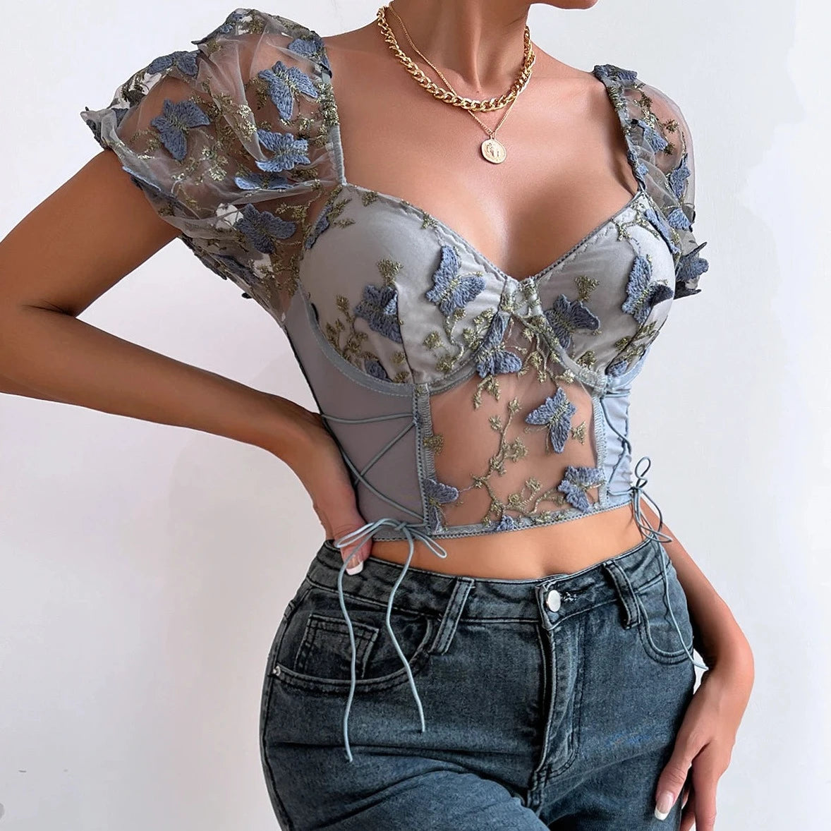 Mesh See-through Crop Top - Verostyle