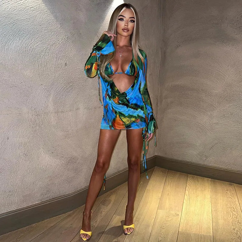 3 Piece See Through Mesh Beachwear - Verostyle