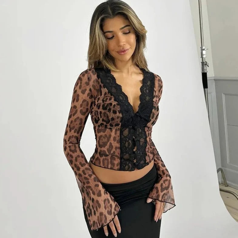 Mesh See Through Long Sleeve Top - Verostyle