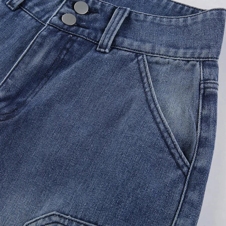 Denim Multi Pocket Wide Legged Jeans - Verostyle