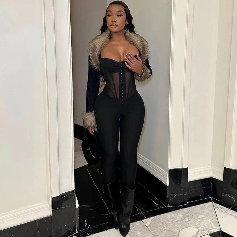 Sleeveless Corset Skinny Jumpsuit - Verostyle