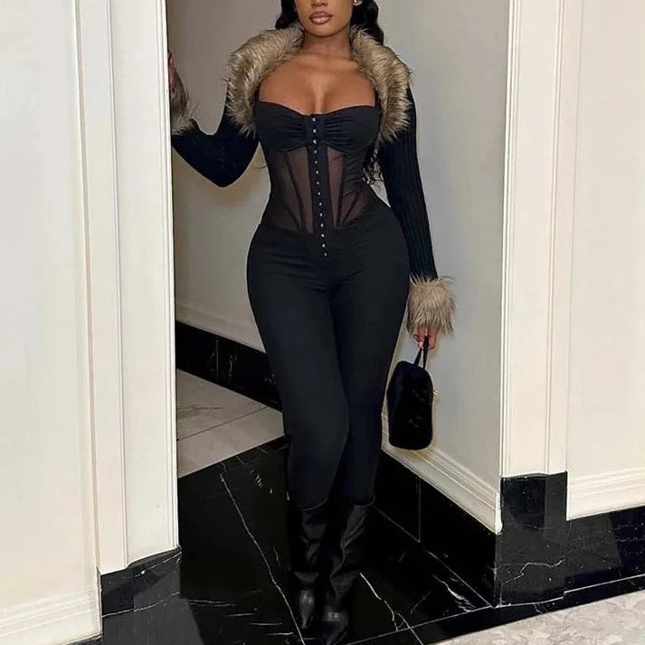 Sleeveless Corset Skinny Jumpsuit - Verostyle