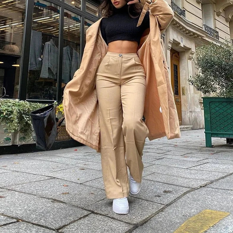 Casual High Waist Wide Legged Trousers - Verostyle