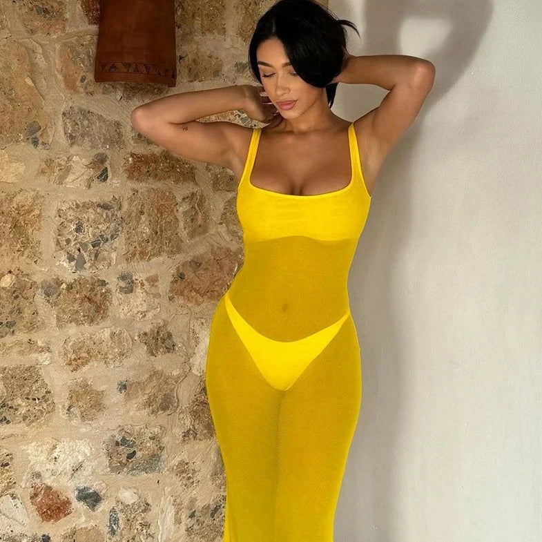Sheer Bodycon Sleeveless Beachwear
