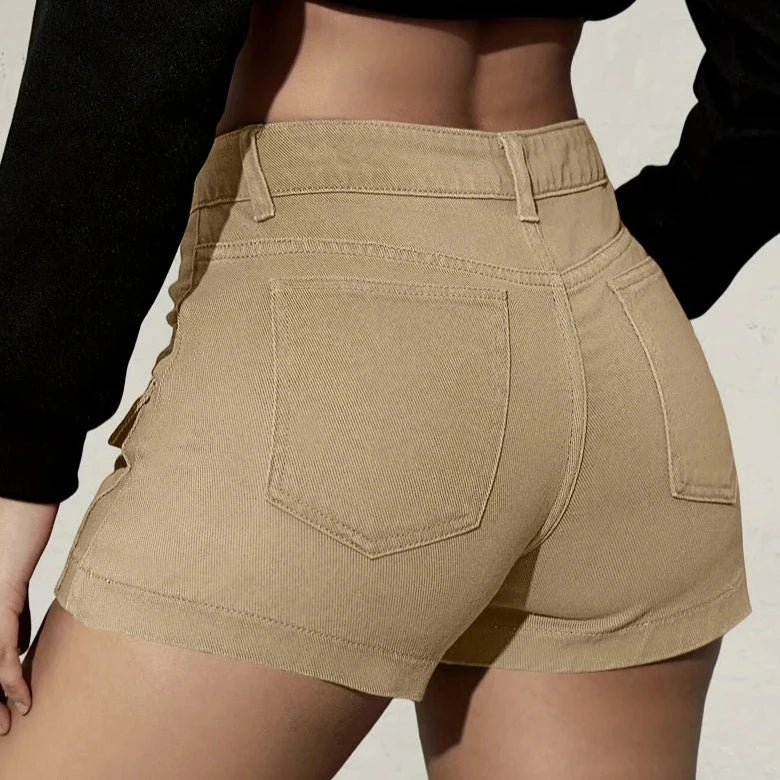 Solid Flap Pocket Casual Shorts - Verostyle