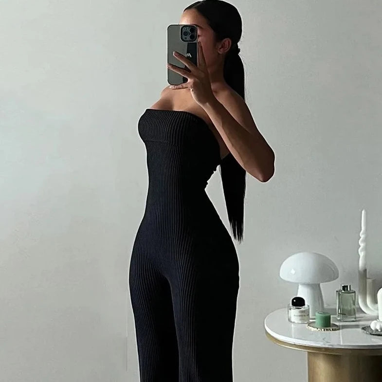 One Piece Black Tube Jumpsuit - Verostyle