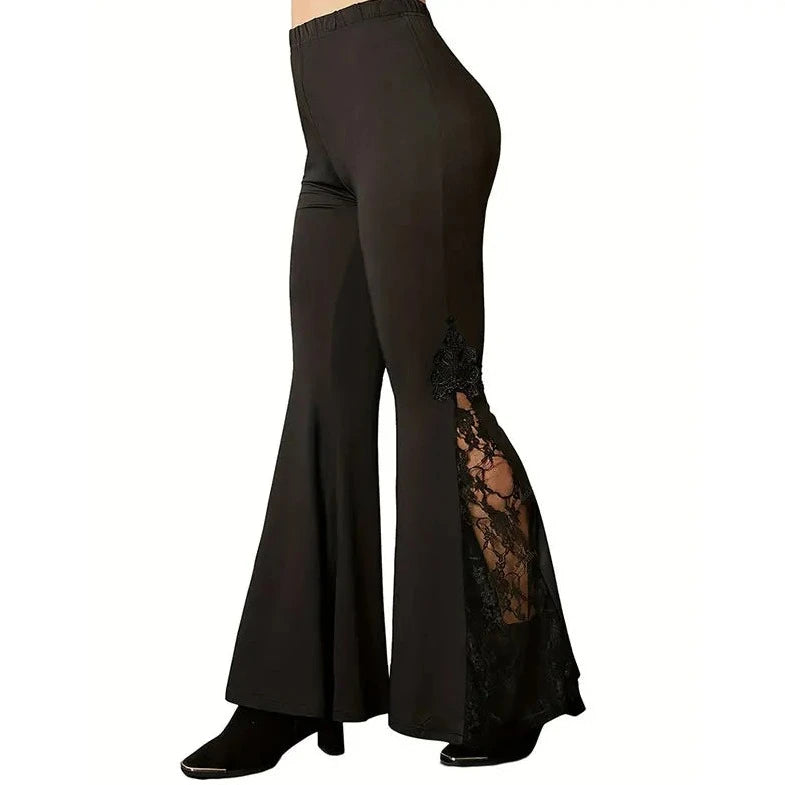 High Waist Patch Work Flared Pants - Verostyle