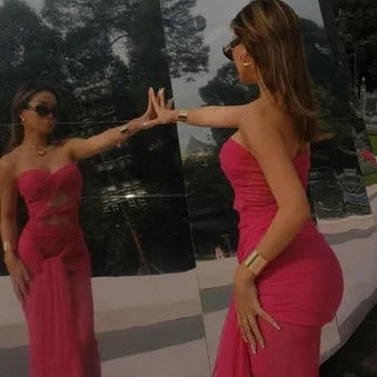 Pink Tube Sleeveless Maxi Dress - Verostyle