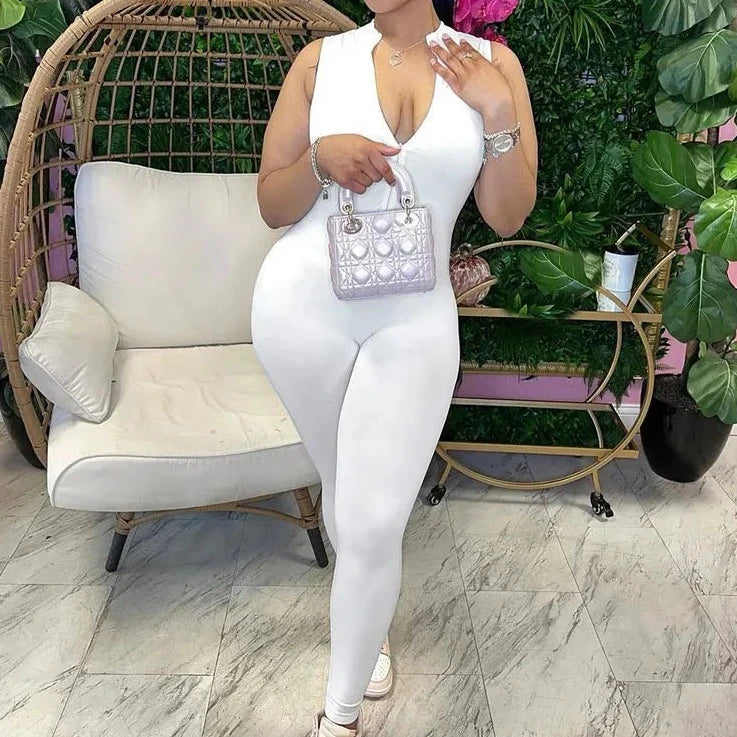 Zipper Up Sleeveless Bodysuit - Verostyle