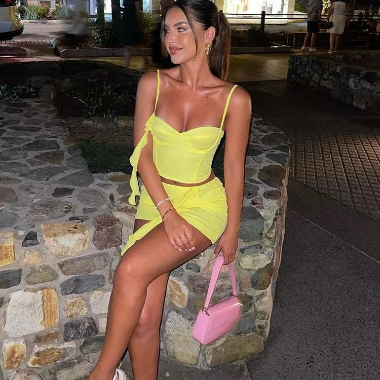 Ruffle Tank Top And Mini Skirt - Verostyle