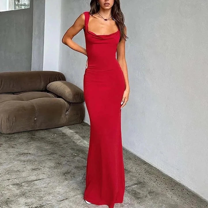 Bow With Backless Maxi Dress - Verostyle