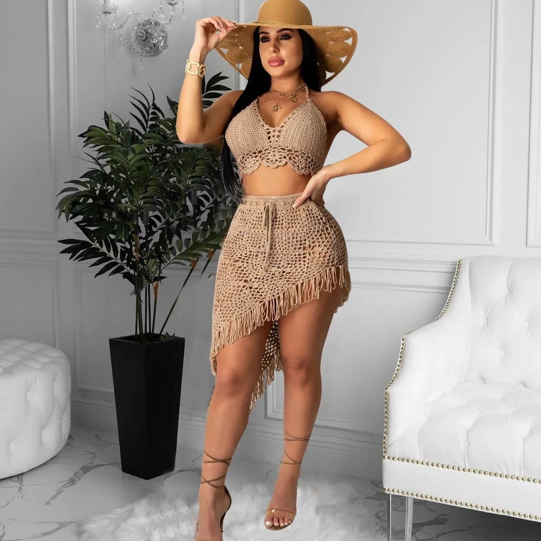 2 Piece Trendy Knit Beachwear - Verostyle