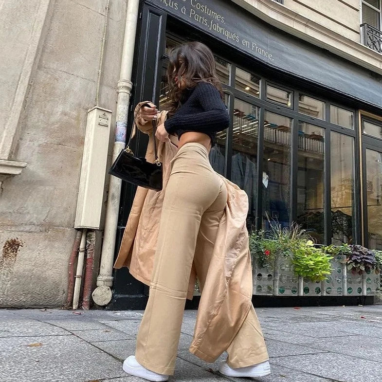 Casual High Waist Wide Legged Trousers - Verostyle