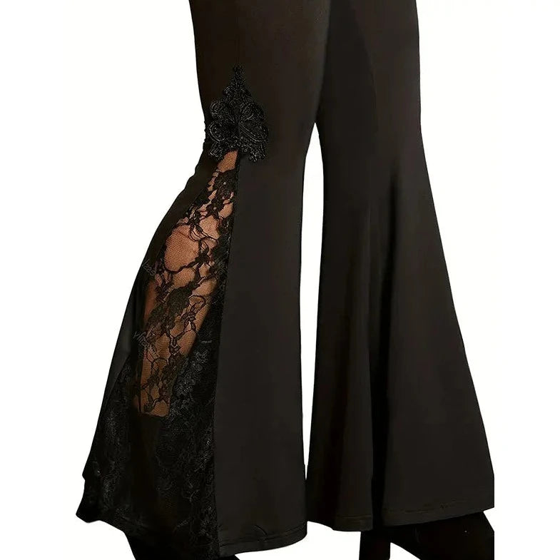 High Waist Patch Work Flared Pants - Verostyle