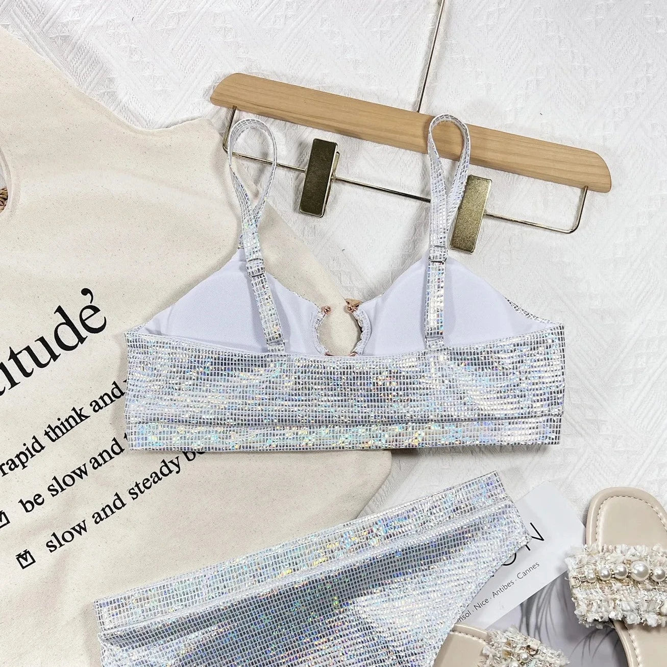 2 Piece Sequins Beachwear - Verostyle