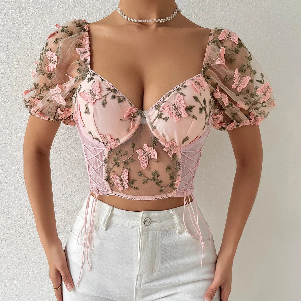 Mesh See-through Crop Top - Verostyle