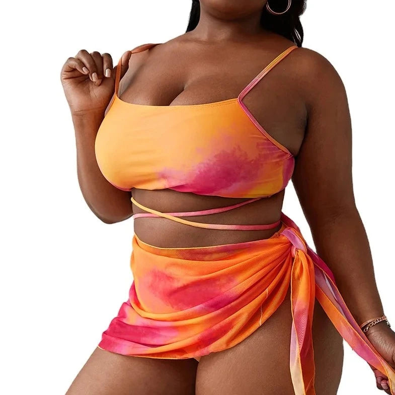 3 Piece Tie Dye Cover up Beach Wear - Verostyle