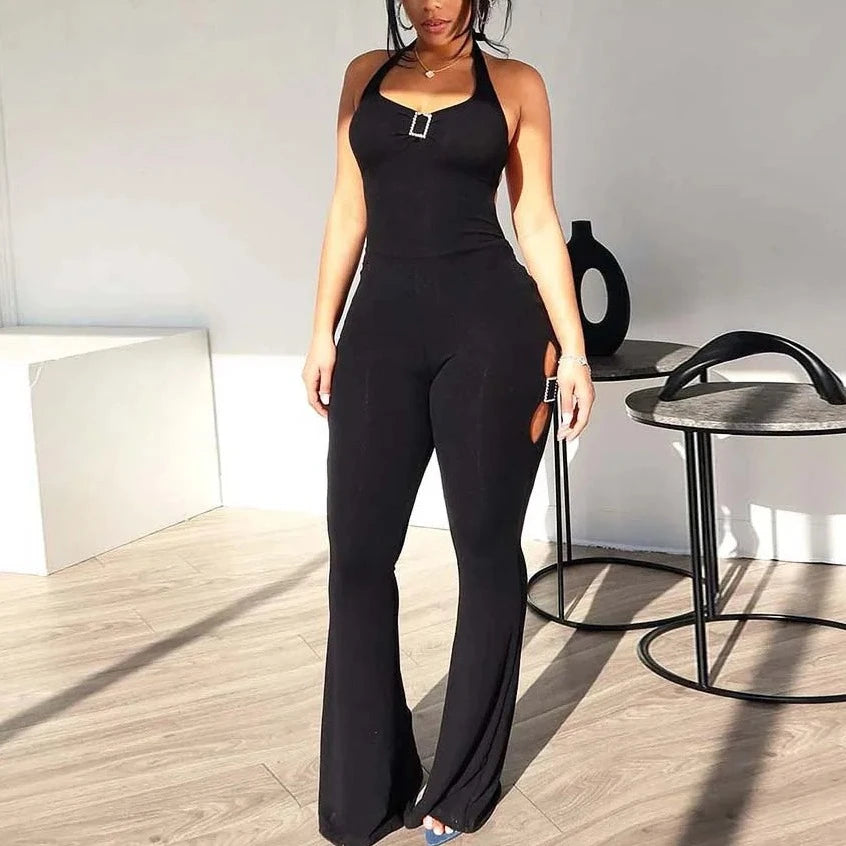 Backless Halter Neck Bodysuit - Verostyle