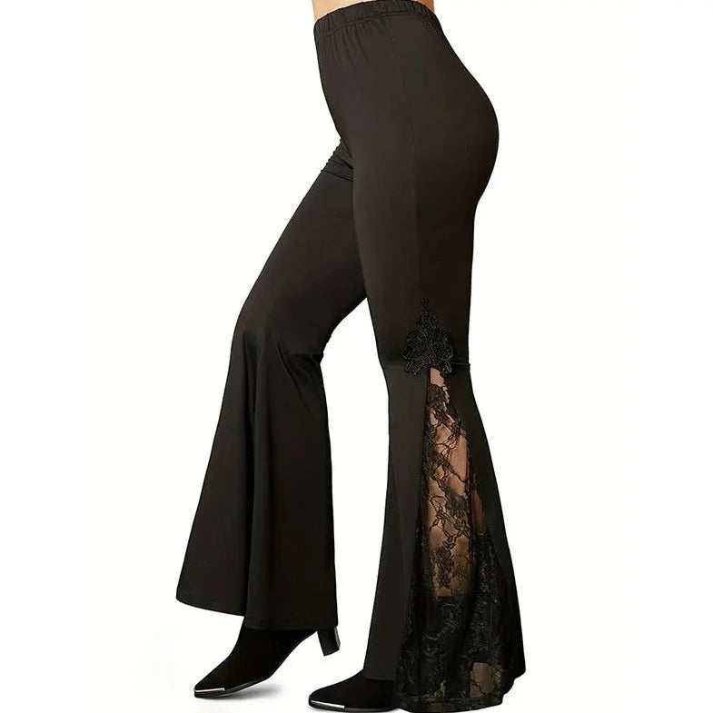 High Waist Patch Work Flared Pants - Verostyle