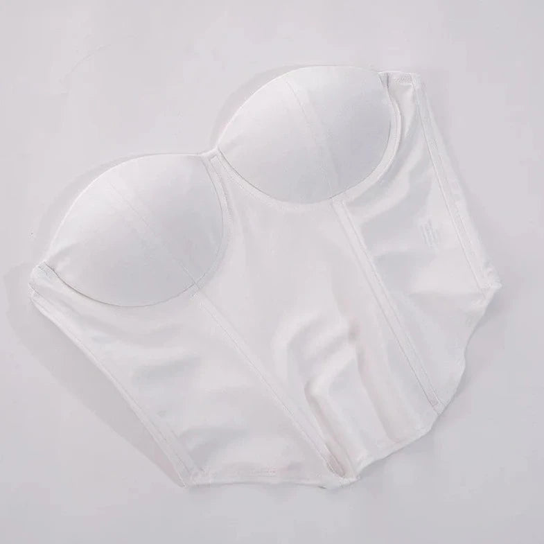 White Sleeveless Tube Corset Top - Verostyle