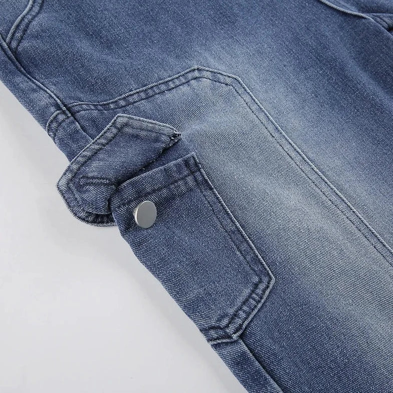 Denim Multi Pocket Wide Legged Jeans - Verostyle