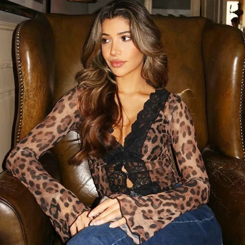Mesh See Through Long Sleeve Top - Verostyle