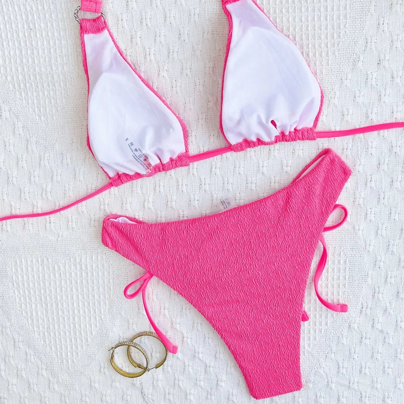 Pink Halter Neck Bathing Suit - Verostyle