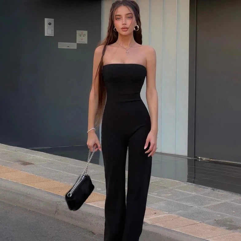 One Piece Black Tube Jumpsuit - Verostyle