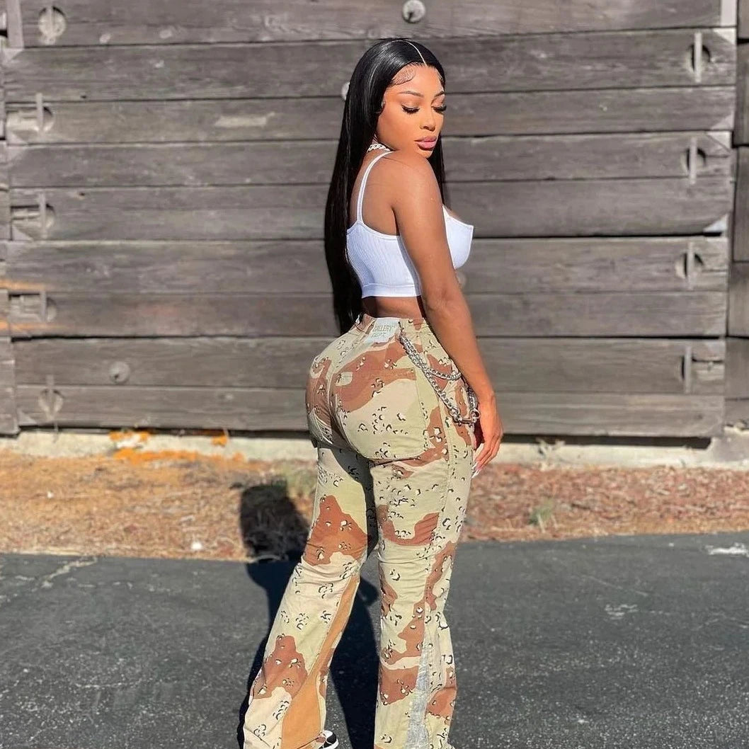 Casual Printed Wide Legged Jeans - Verostyle