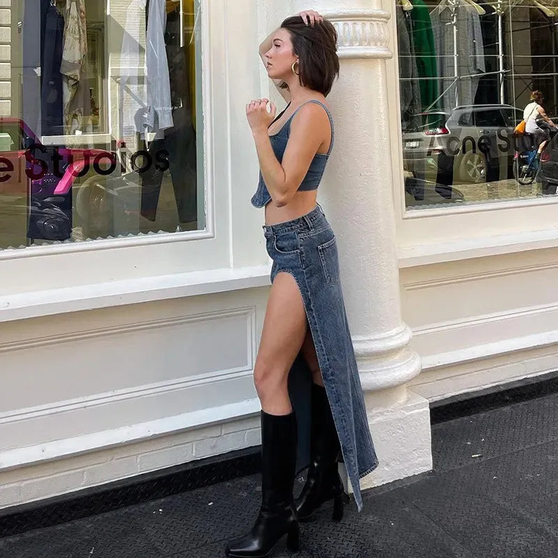 Side Slid Long Skirt - Verostyle