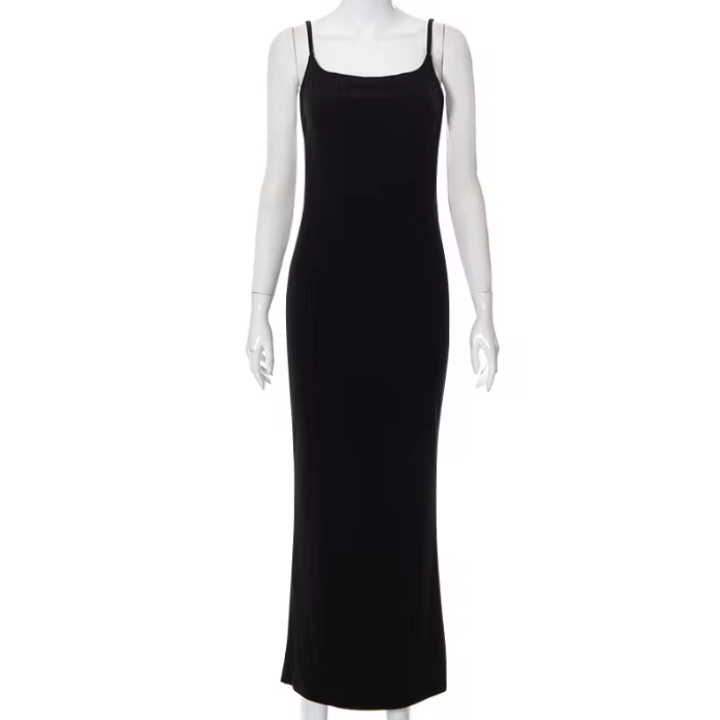 A-line Black Halter Neck Dress - Verostyle