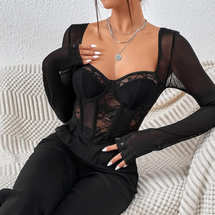 Sami Sheer Lace Corset Top - Verostyle