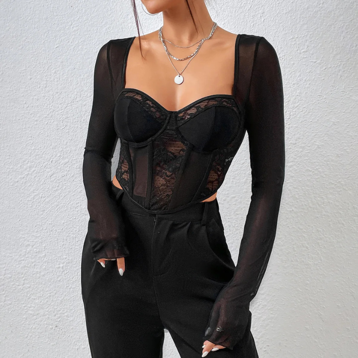 Sami Sheer Lace Corset Top - Verostyle