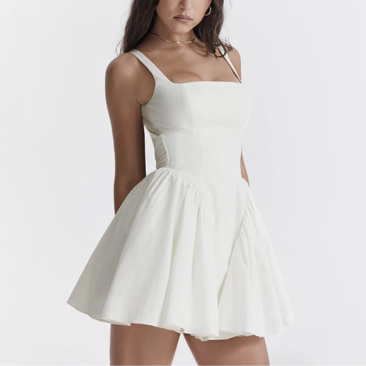 Solid Bow With Backless Mini Dress - Verostyle