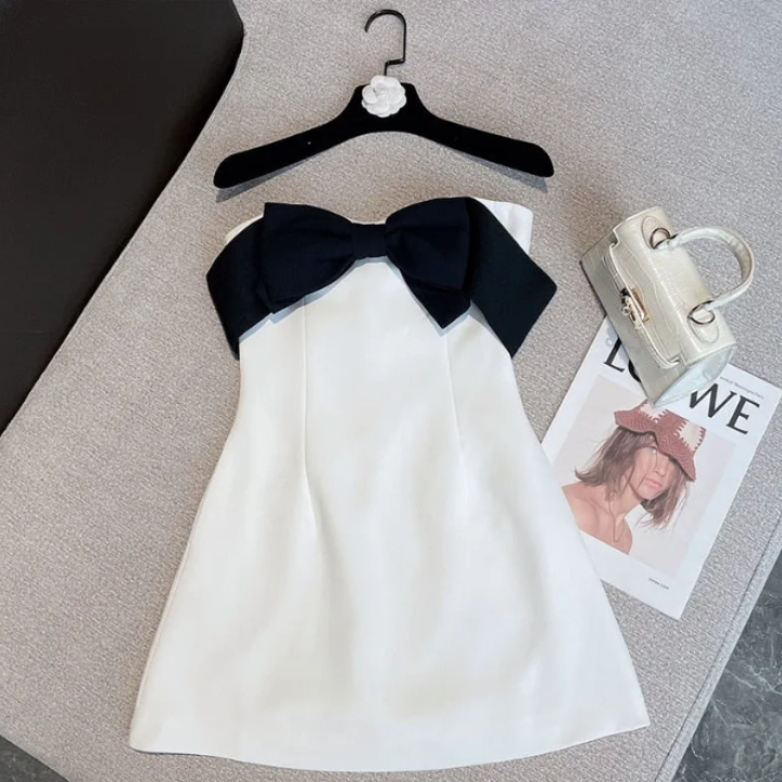 Bowknot Bodycon Mini Dress - Verostyle