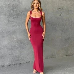 Sleeveless Square Neck Long Maxi Dress