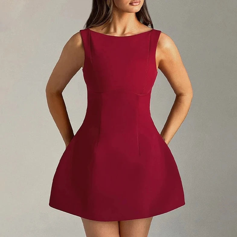 Elegant Backless Sleeveless A Line Short Dress 