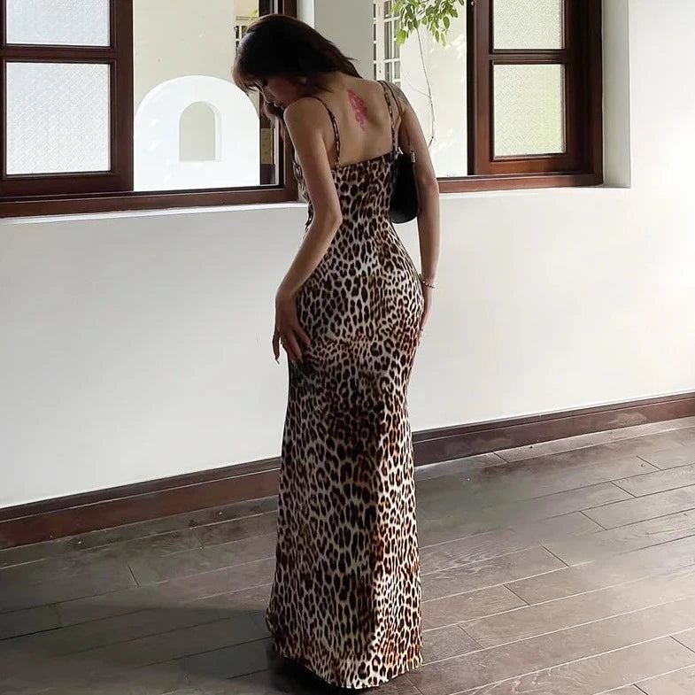 Leopard Print Long Maxi Dress - Verostyle