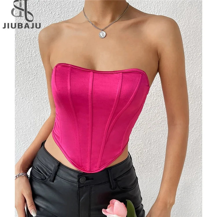 Satin Slim Corset Tube Top - Verostyle