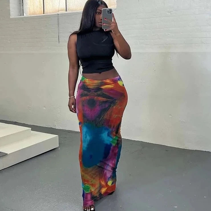 Casual Printed A-line Long Skirt - Verostyle