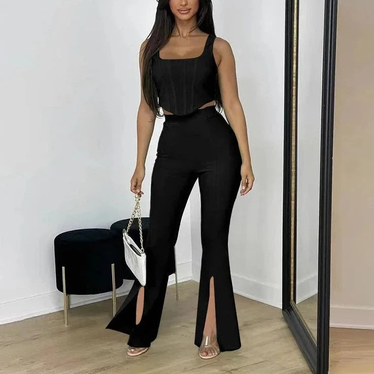 Corset Crop Top And Pants - Verostyle