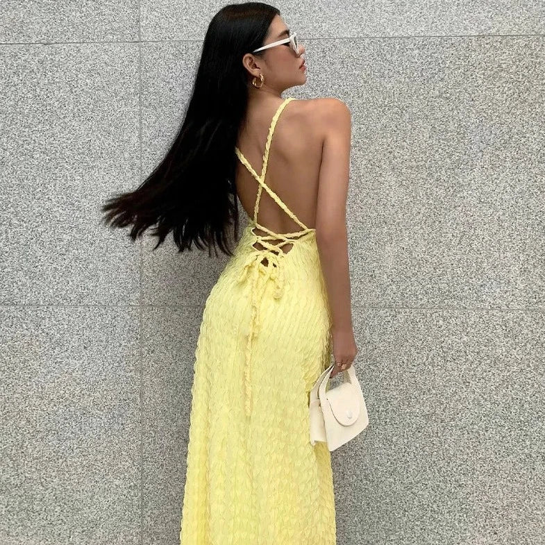 Casual Backless Maxi Dress - Verostyle