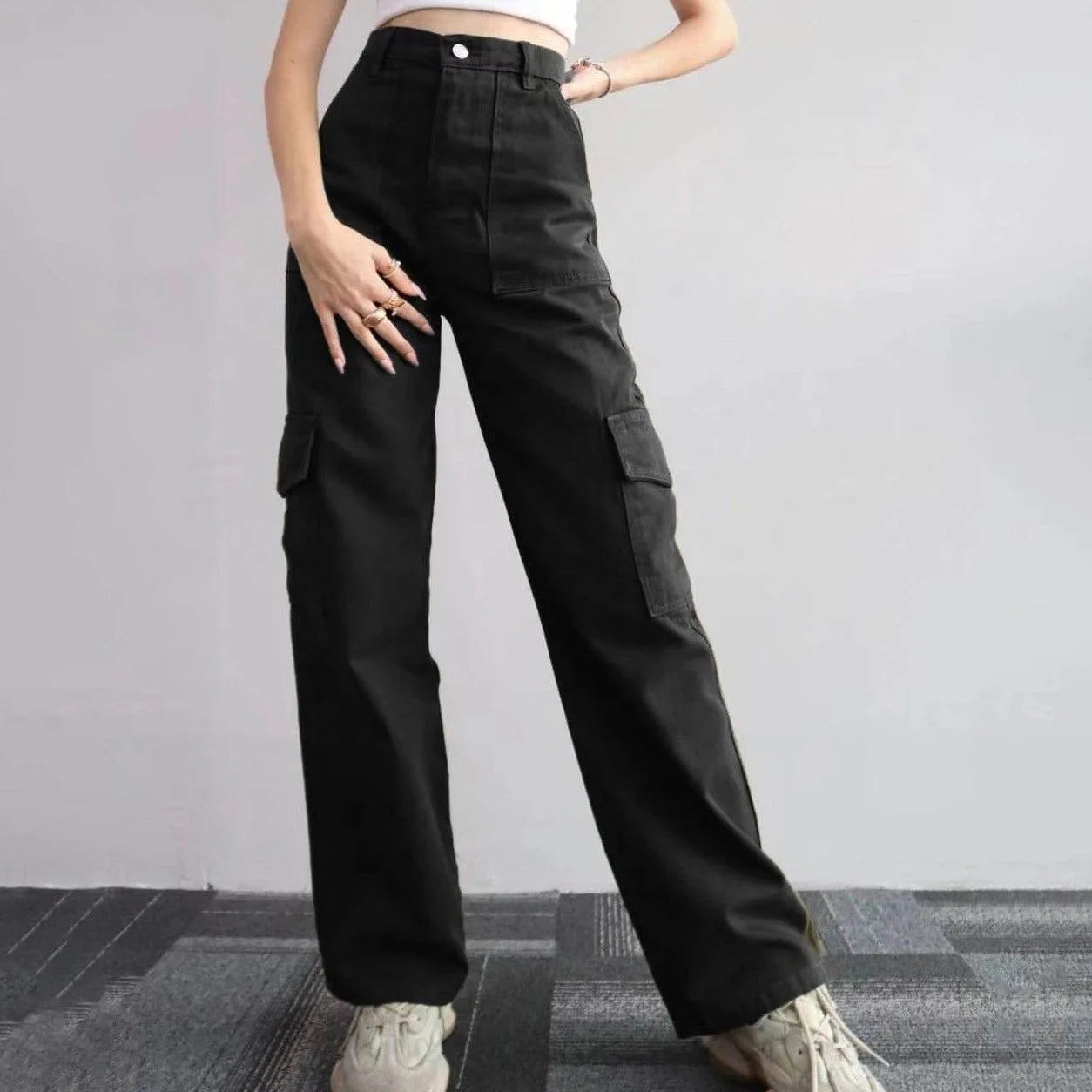 Wide Leg Multi Pocket Pants - Verostyle