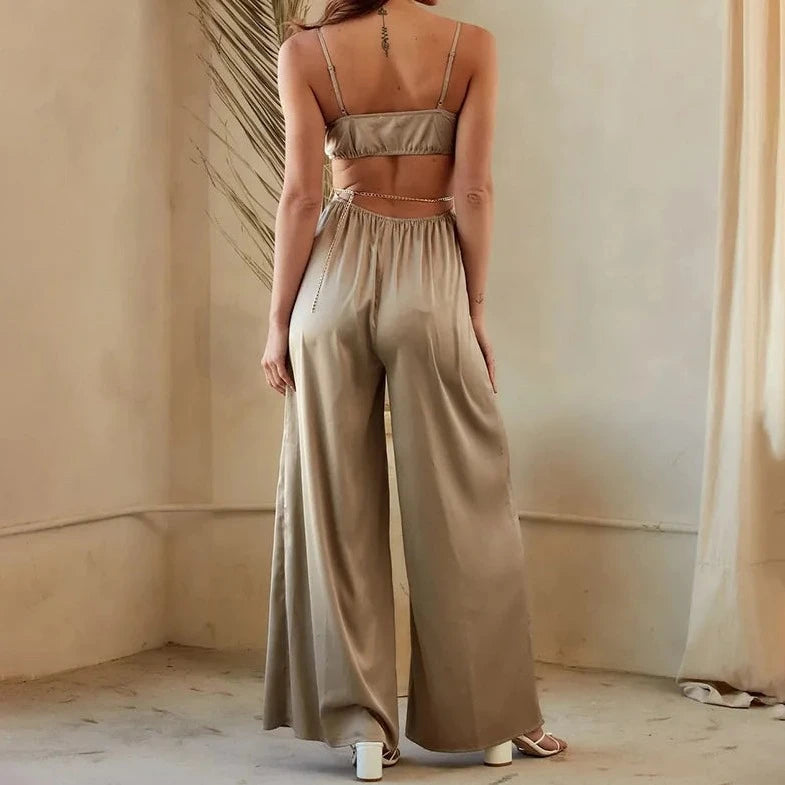 Hollow Out Backless Jumpsuit - Verostyle