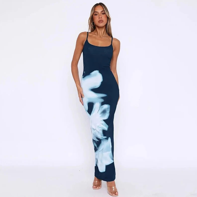 Floral Printed Sleeveless Long Maxi Dress - Verostyle